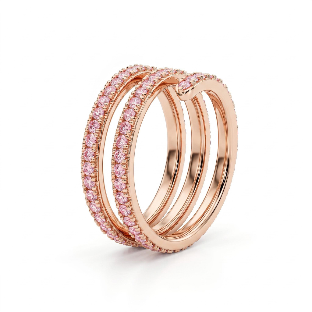 1.26 ct.tw. Pink Round Stone Triple Spiral Women's Ring