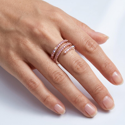 1.26 ct.tw. Pink Round Stone Triple Spiral Women's Ring