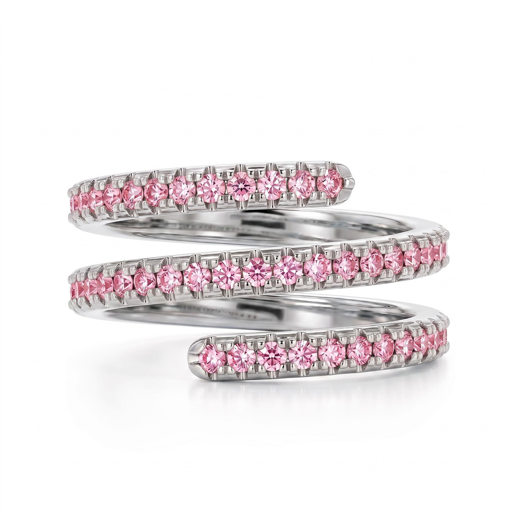 1.26 ct.tw. Pink Round Stone Triple Spiral Women's Ring