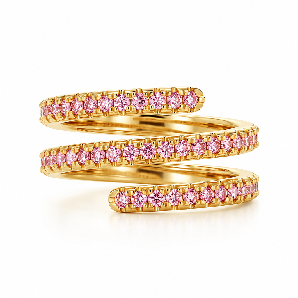 1.26 ct.tw. Pink Round Stone Triple Spiral Women's Ring