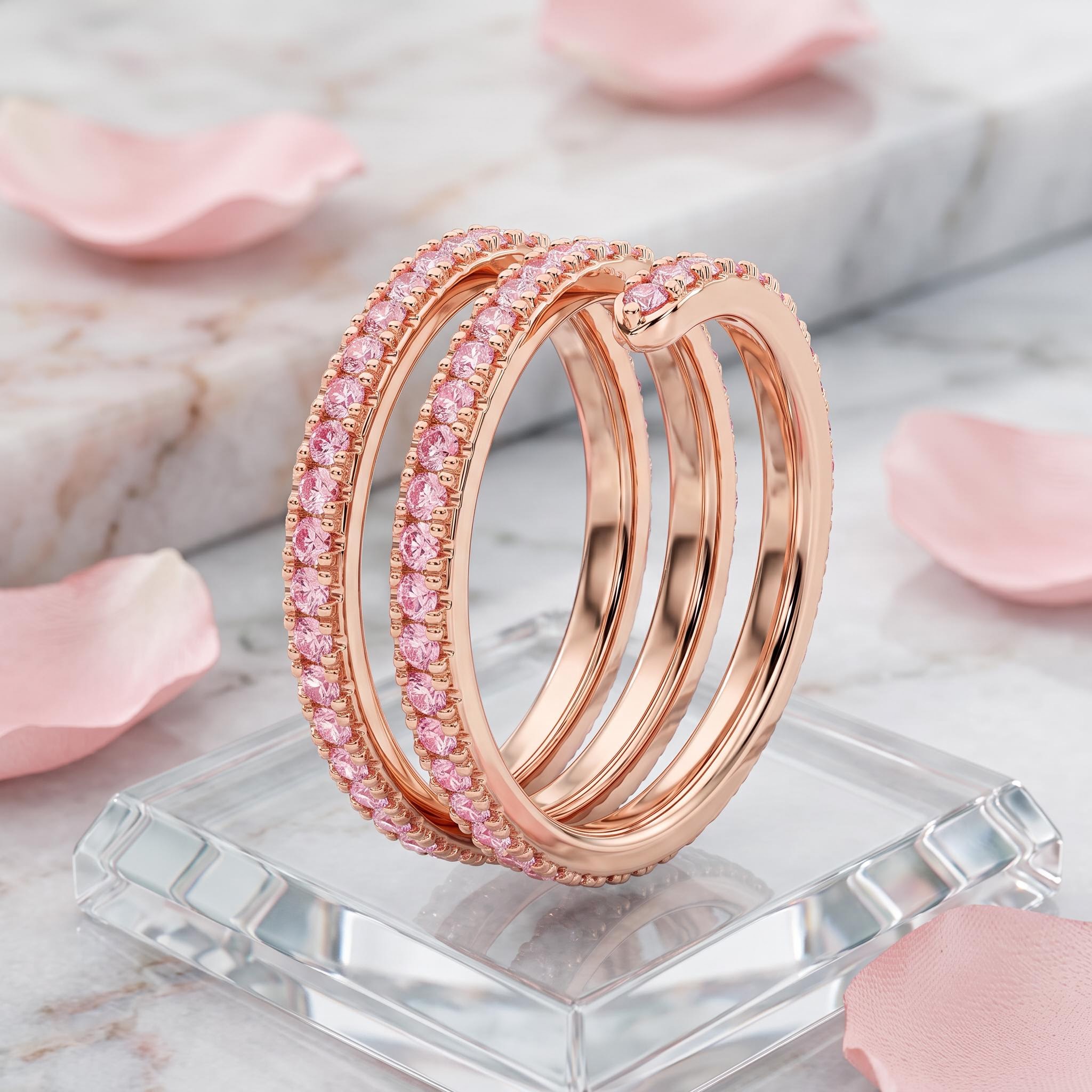 1.26 ct.tw. Pink Round Stone Triple Spiral Women's Ring 1.26 ct.tw. Pink Round Stone Triple Spiral Women's Ring