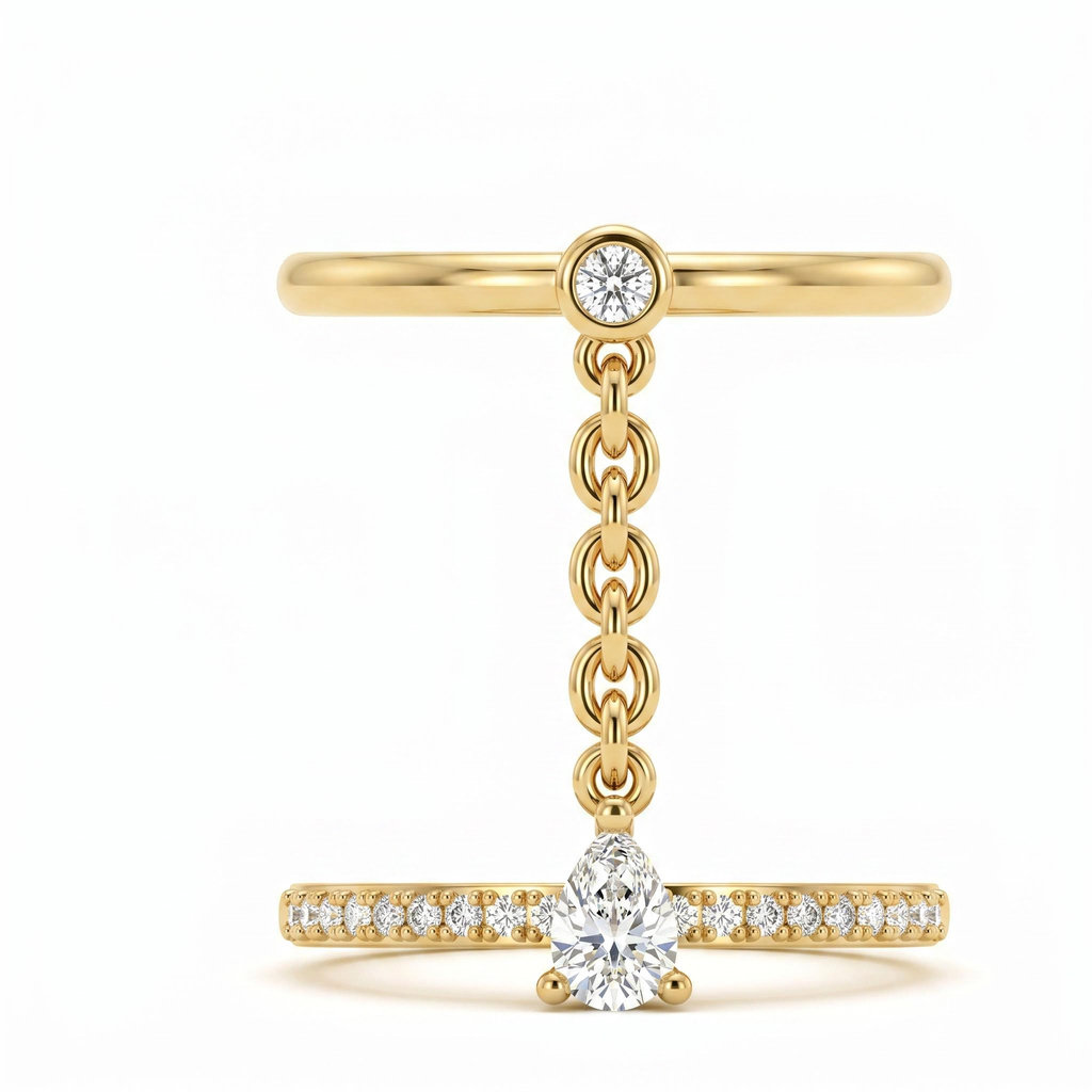 0.62 ct.tw. Pear Cut Linked Chain Stackable Ring