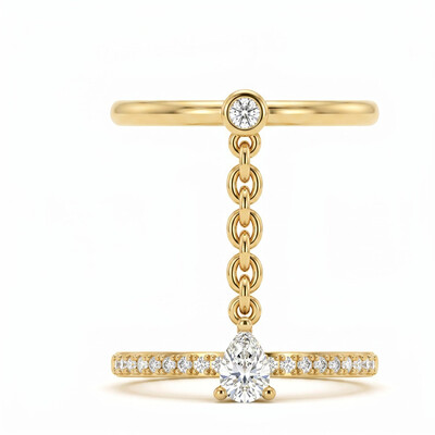 0.62 ct.tw. Pear Cut Linked Chain Stackable Ring