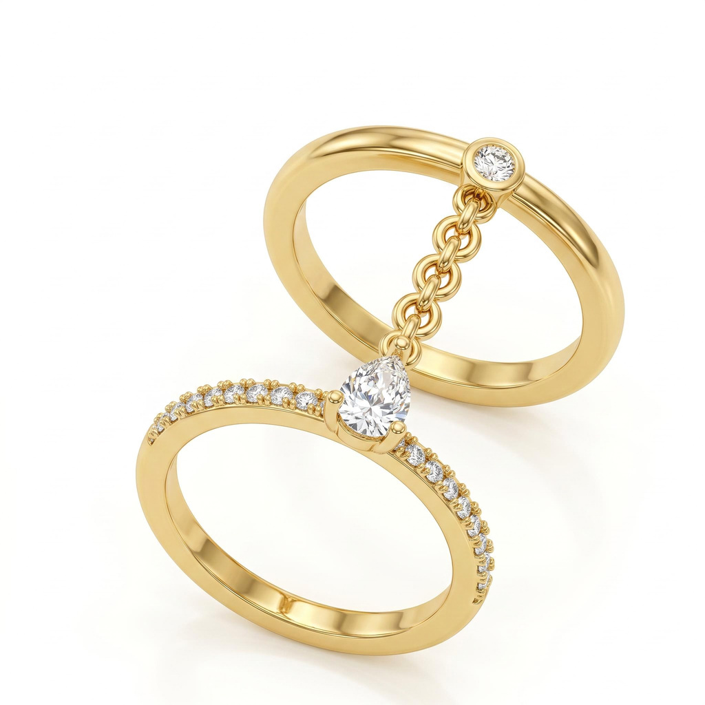 0.62 ct.tw. Pear Cut Linked Chain Stackable Ring
