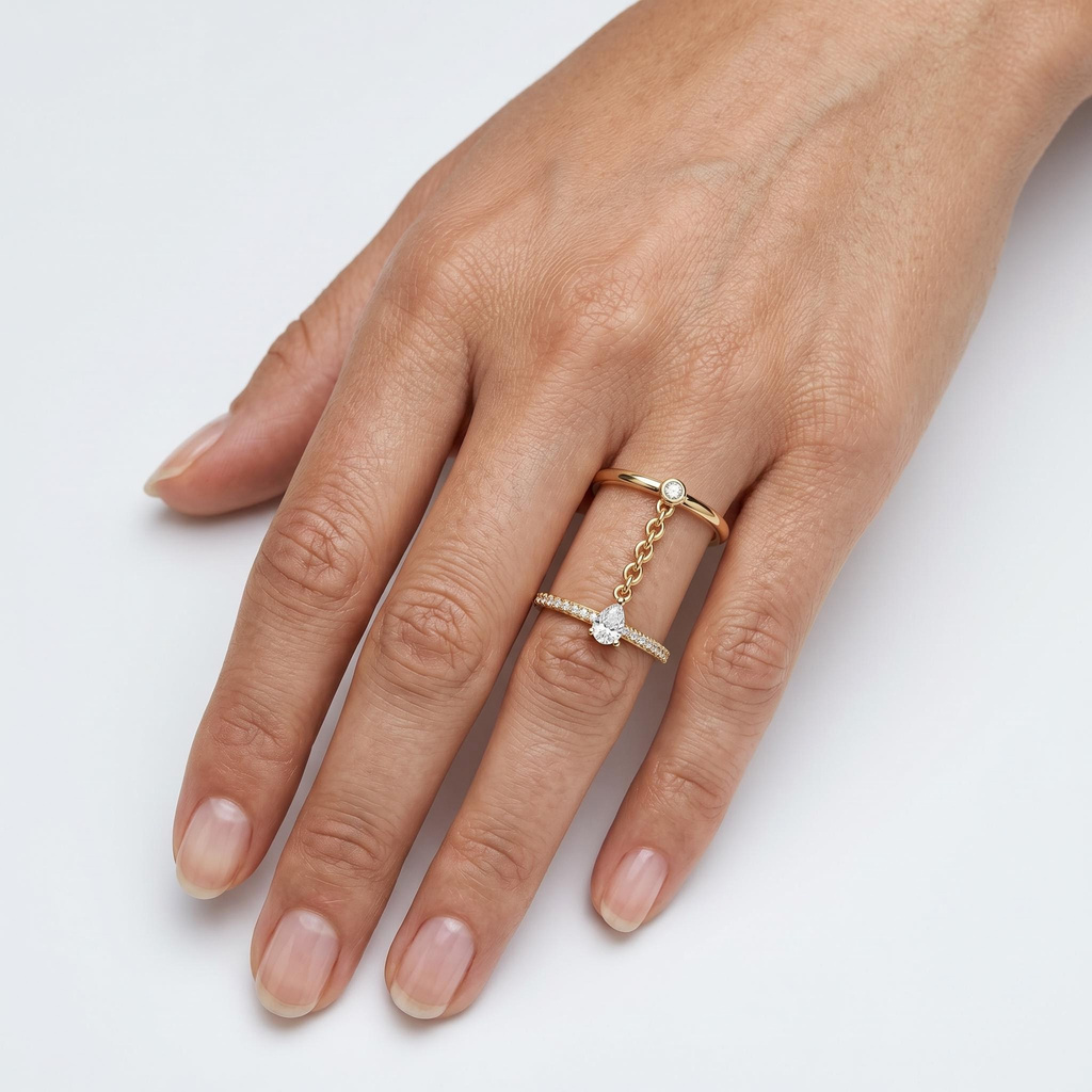 0.62 ct.tw. Pear Cut Linked Chain Stackable Ring
