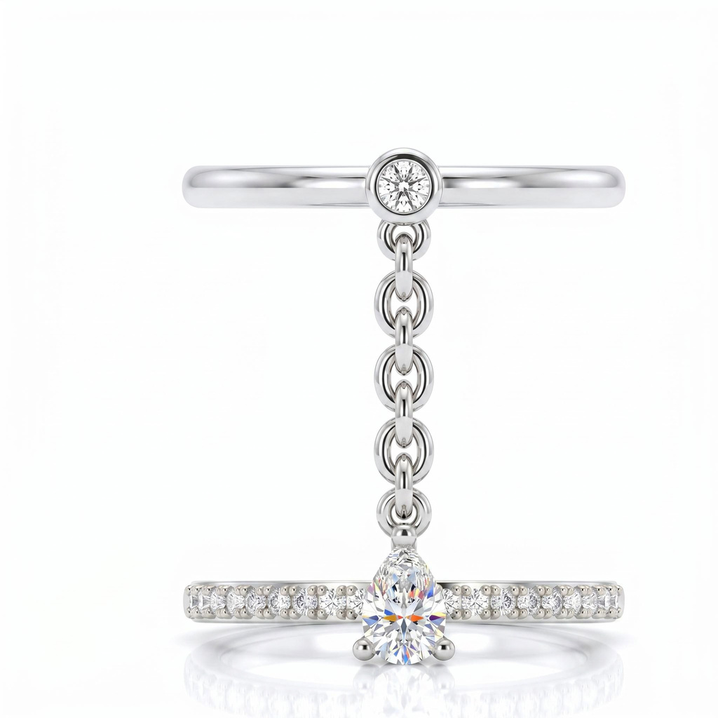 0.62 ct.tw. Pear Cut Linked Chain Stackable Ring