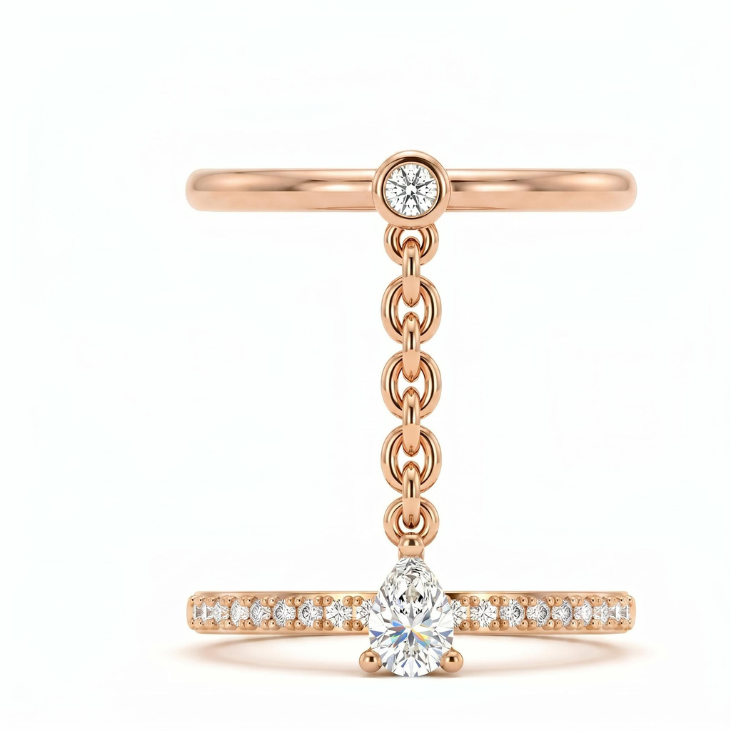 0.62 ct.tw. Pear Cut Linked Chain Stackable Ring