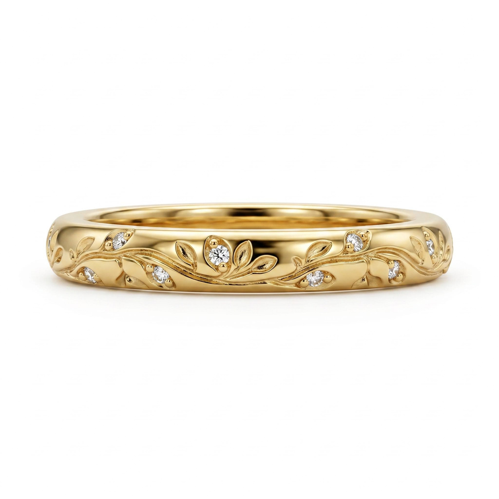 0.06 ct.tw. Vintage Vine Carved Band Ring 0.06 ct.tw. Vintage Vine Carved Band Ring