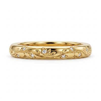 0.06 ct.tw. Vintage Vine Carved Band Ring