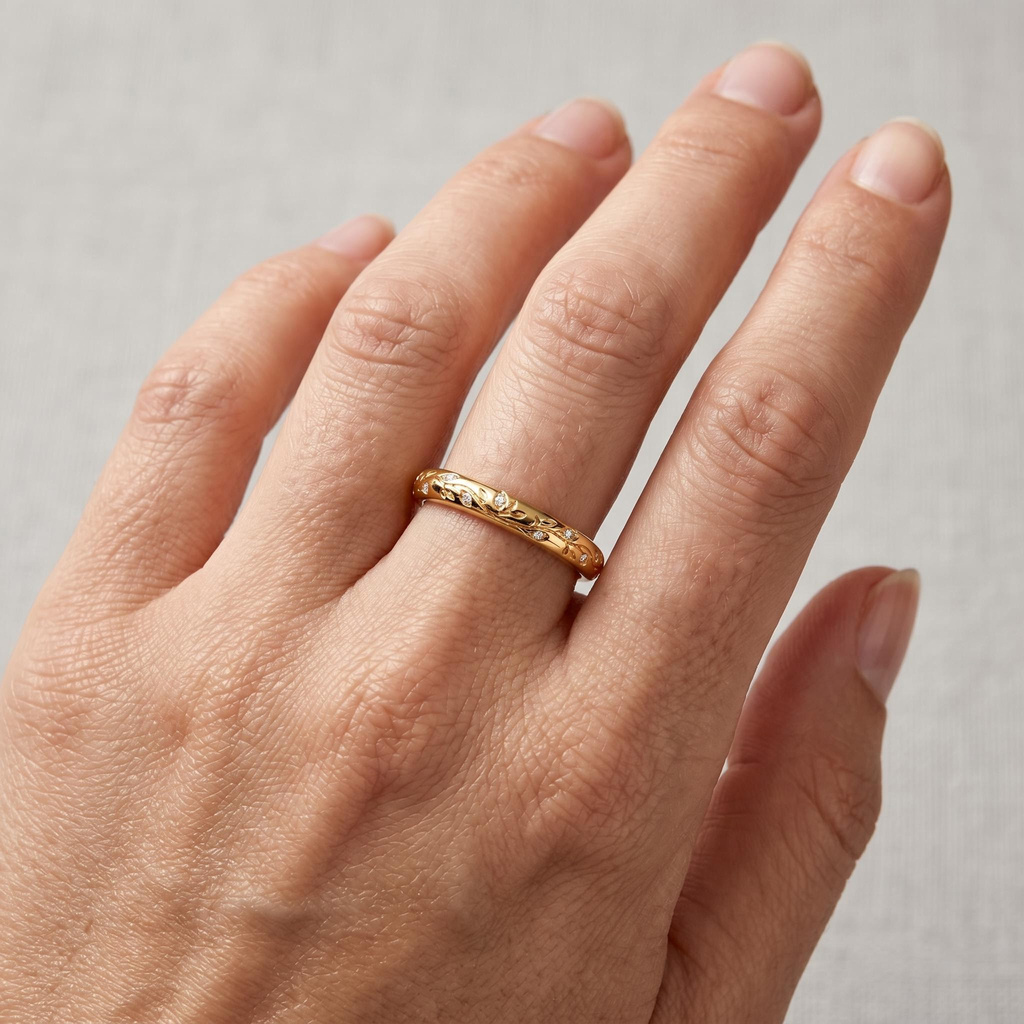 0.06 ct.tw. Vintage Vine Carved Band Ring 0.06 ct.tw. Vintage Vine Carved Band Ring