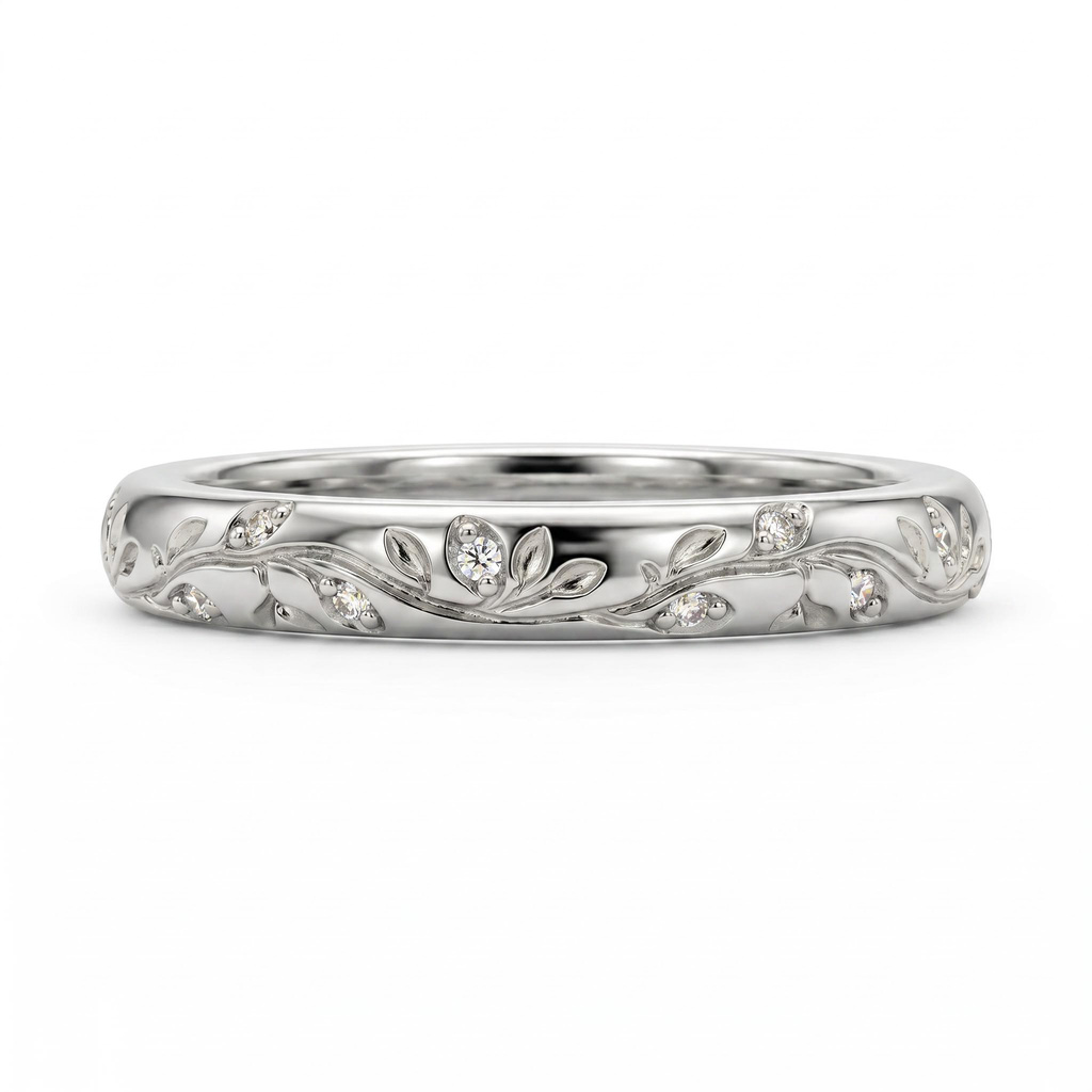 0.06 ct.tw. Vintage Vine Carved Band Ring 0.06 ct.tw. Vintage Vine Carved Band Ring