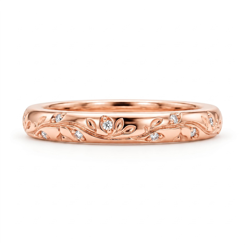 0.06 ct.tw. Vintage Vine Carved Band Ring 0.06 ct.tw. Vintage Vine Carved Band Ring