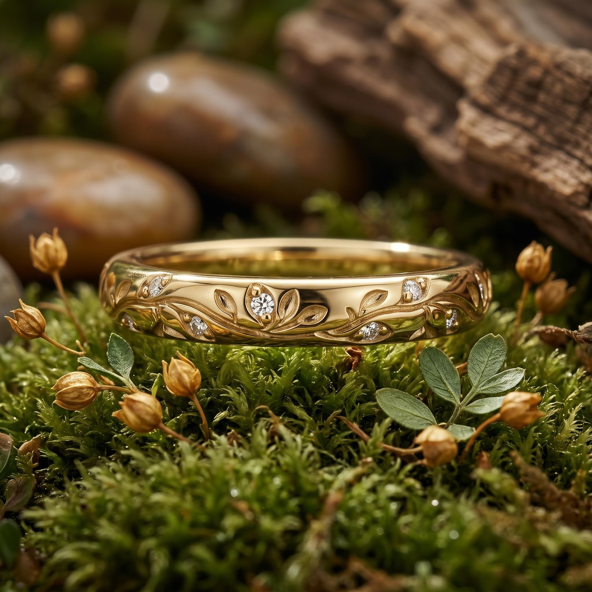 0.06 ct.tw. Vintage Vine Carved Band Ring 0.06 ct.tw. Vintage Vine Carved Band Ring