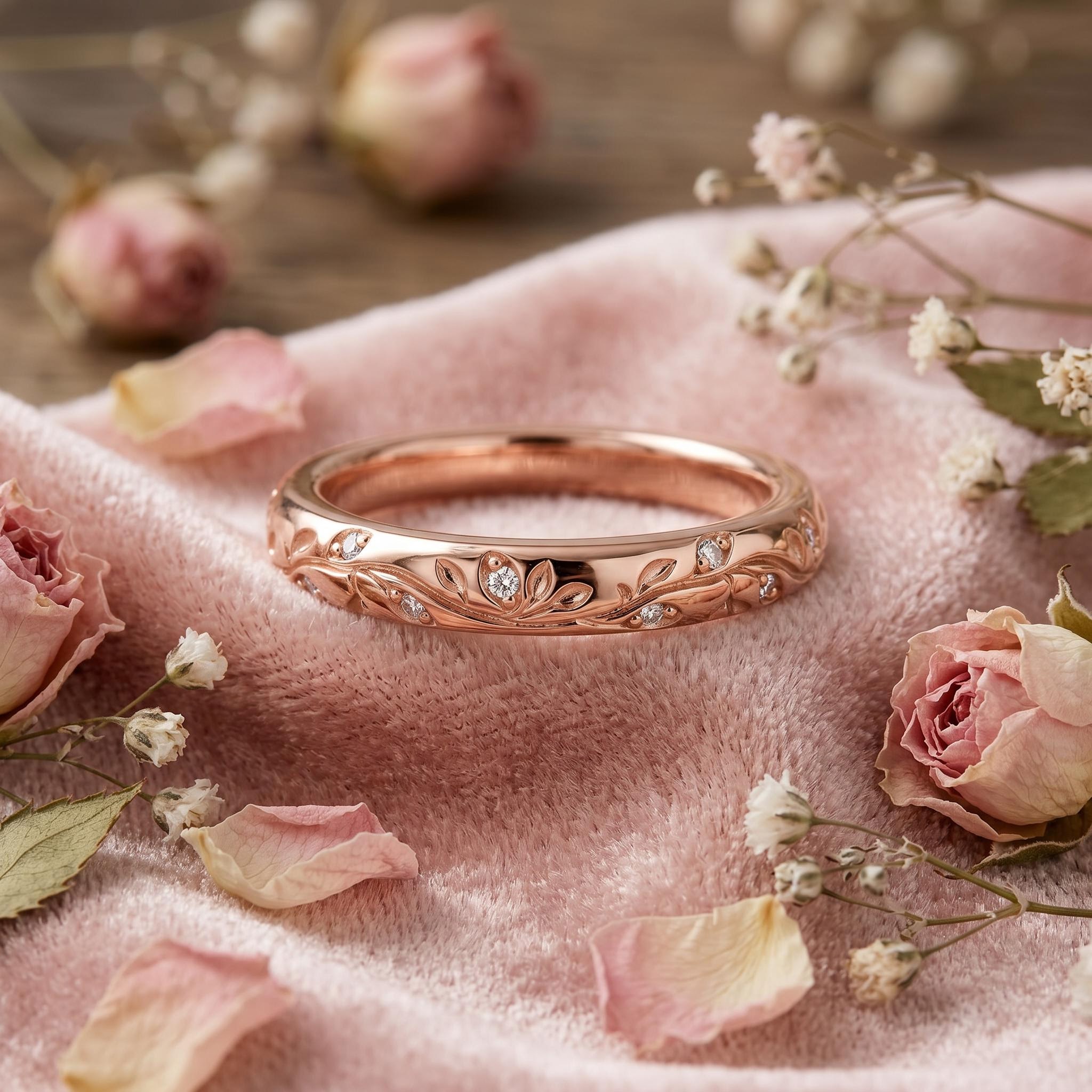 0.06 ct.tw. Vintage Vine Carved Band Ring 0.06 ct.tw. Vintage Vine Carved Band Ring