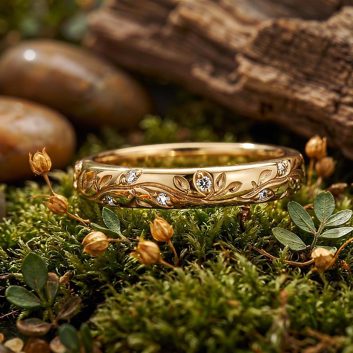 0.06 ct.tw. Vintage Vine Carved Band Ring 0.06 ct.tw. Vintage Vine Carved Band Ring