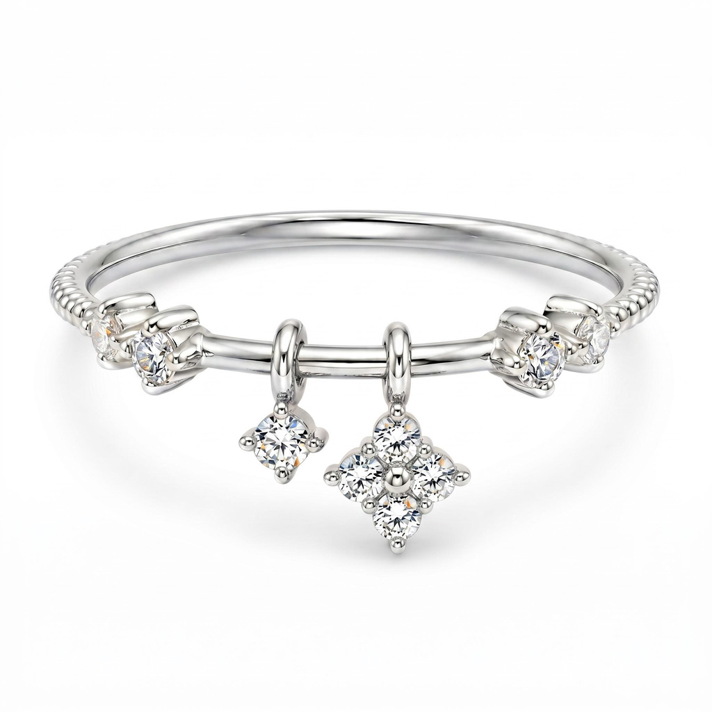 0.17 ct.tw. Asymmetrical Cluster Fashion Ring