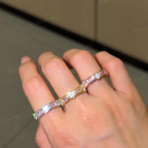 1.0 ct.tw. Pink Emerald Cut Floral Setting Mixed Cut Band Ring