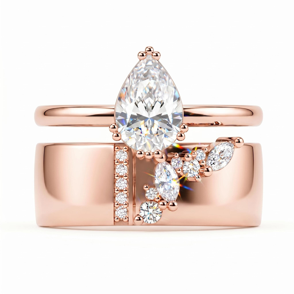 1.74 ct.tw. Pear Shaped 2-Piece Stackable Bridal Ring Set 1.74 ct.tw. Pear Shaped 2-Piece Stackable Bridal Ring Set