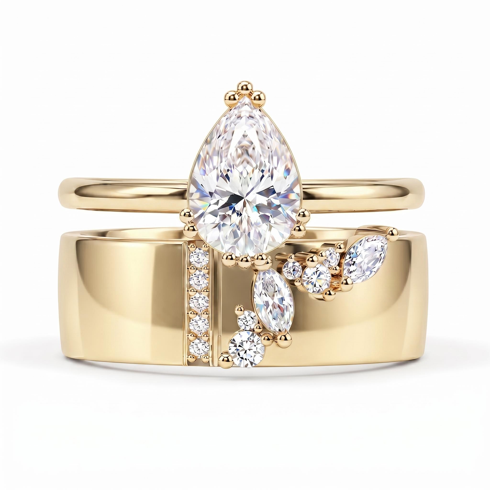 1.74 ct.tw. Pear Shaped 2-Piece Stackable Bridal Ring Set 1.74 ct.tw. Pear Shaped 2-Piece Stackable Bridal Ring Set