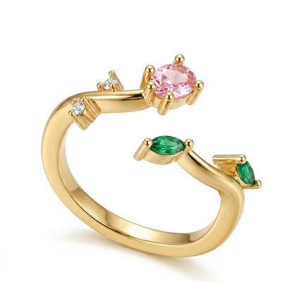 0.57 ct.tw. Tulip Bloom Inspired Multi-stone Open Ring