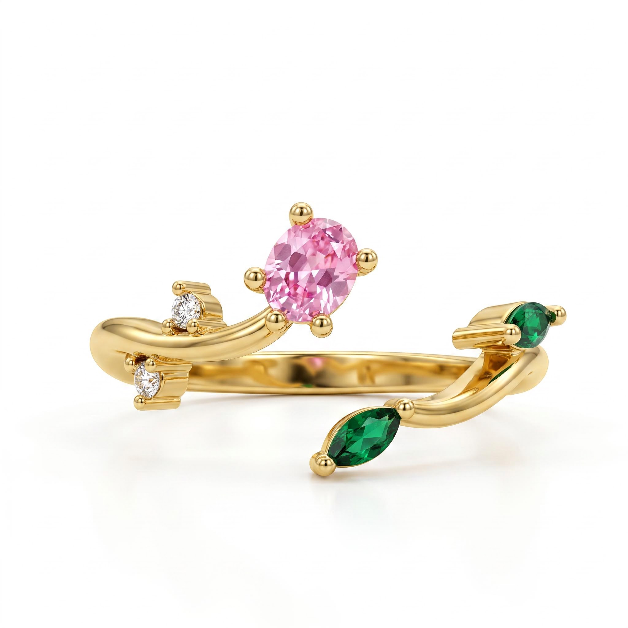 0.57 ct.tw. Tulip Bloom Inspired Multi-stone Open Ring 0.57 ct.tw. Tulip Bloom Inspired Multi-stone Open Ring