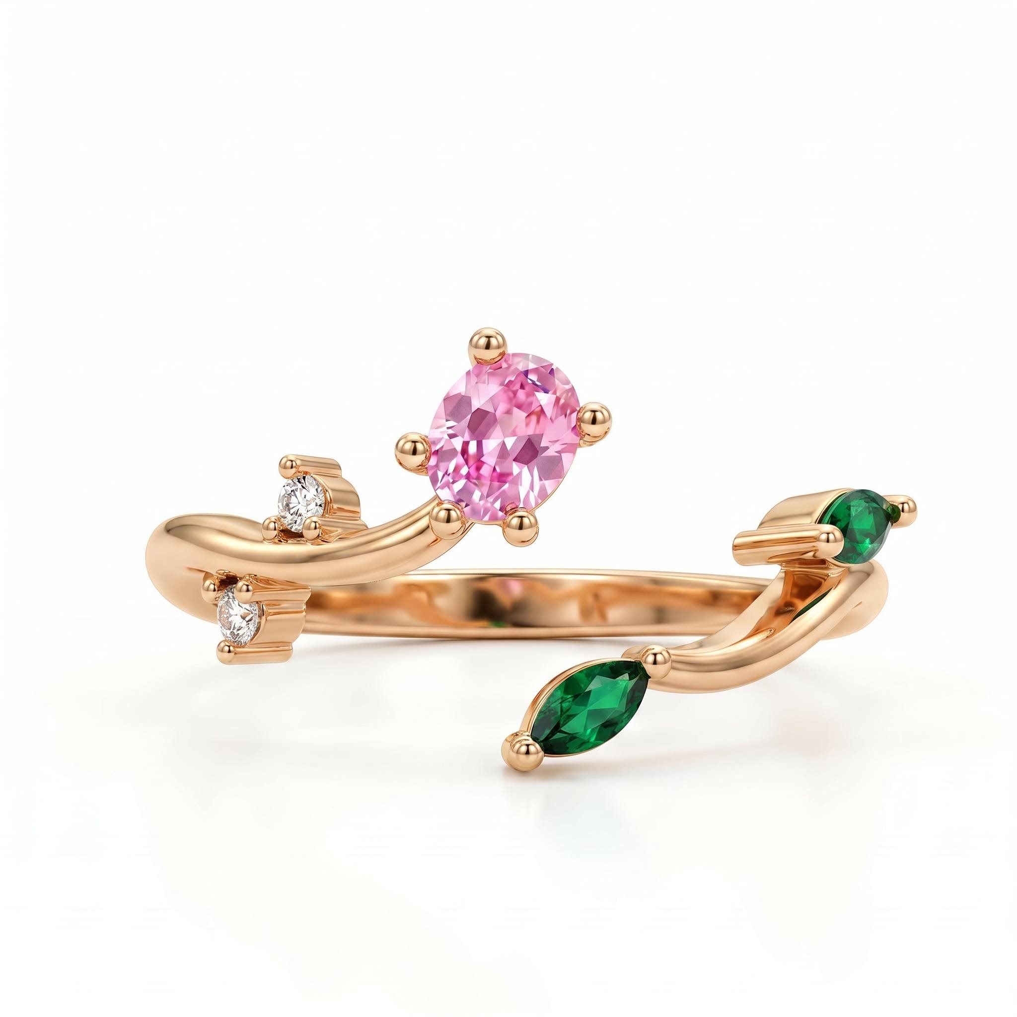 0.57 ct.tw. Tulip Bloom Inspired Multi-stone Open Ring 0.57 ct.tw. Tulip Bloom Inspired Multi-stone Open Ring