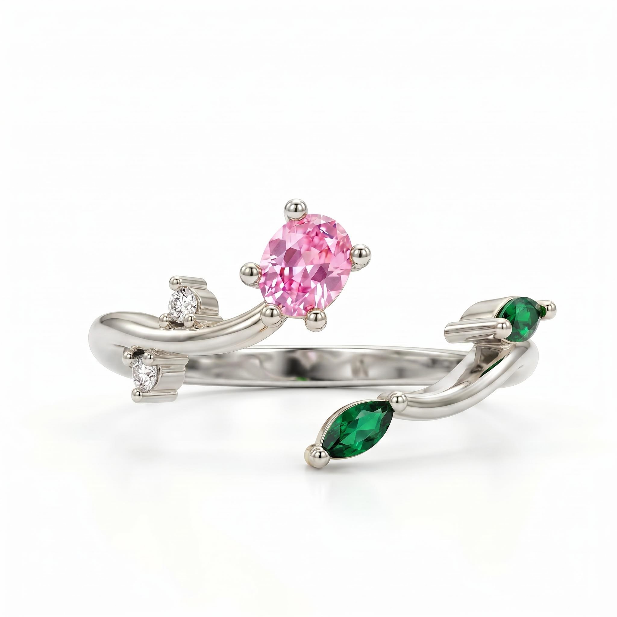 0.57 ct.tw. Tulip Bloom Inspired Multi-stone Open Ring 0.57 ct.tw. Tulip Bloom Inspired Multi-stone Open Ring