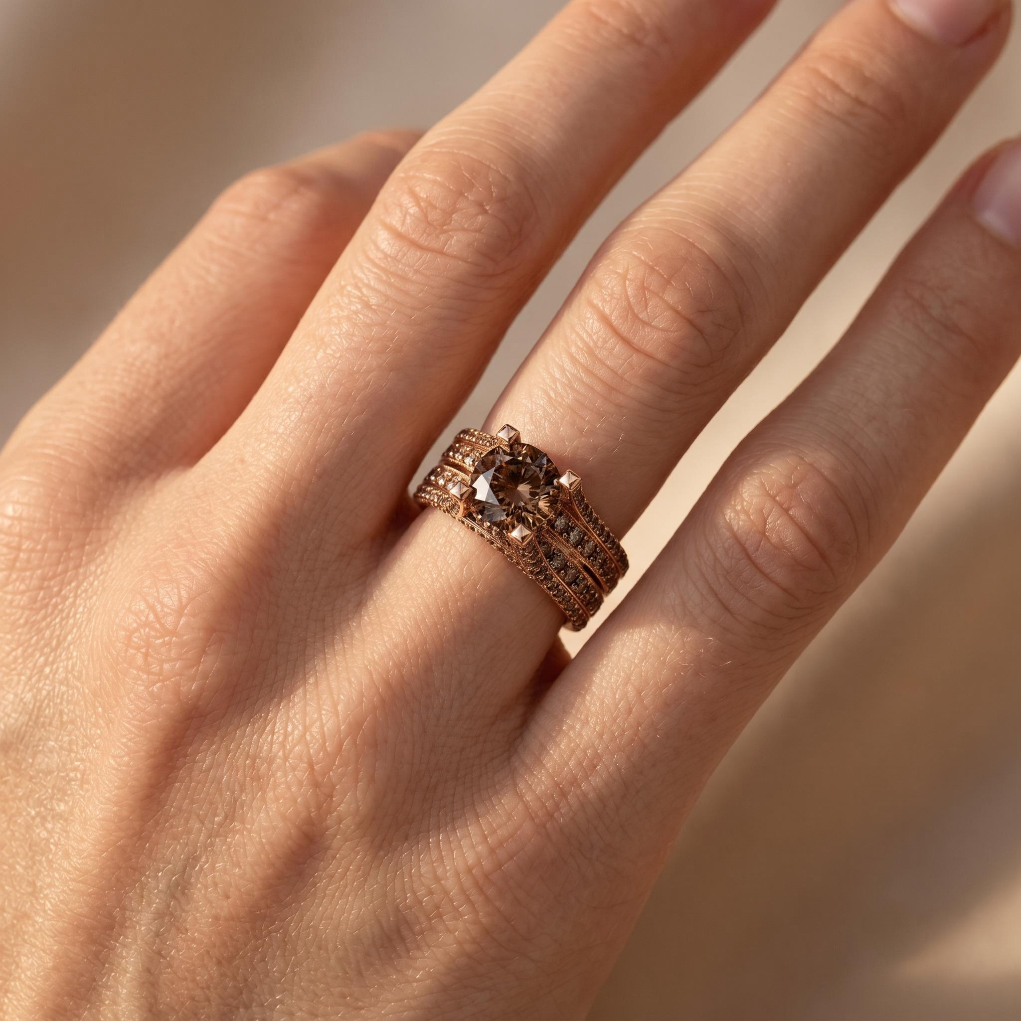 6.2 ct.tw. Brilliant Chocolate Round Cut Micro Pave Wide Band Engagement Ring 6.2 ct.tw. Brilliant Chocolate Round Cut Micro Pave Wide Band Engagement Ring