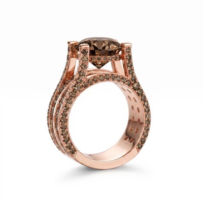 6.2 ct.tw. Brilliant Chocolate Round Cut Micro Pave Wide Band Engagement Ring