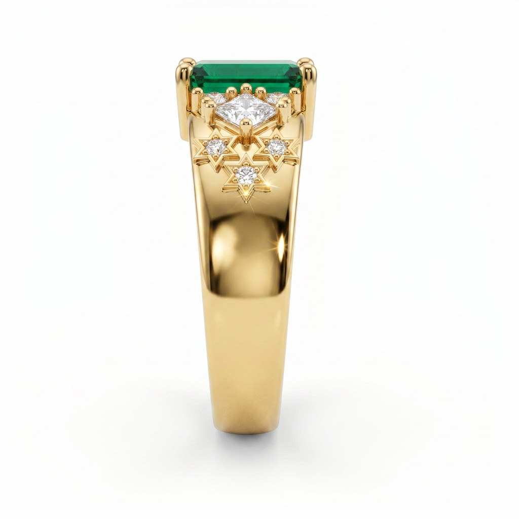 2.5 ct.tw. Green Emerald-cut Cluster Diamond Engagement Ring 2.5 ct.tw. Green Emerald-cut Cluster Diamond Engagement Ring