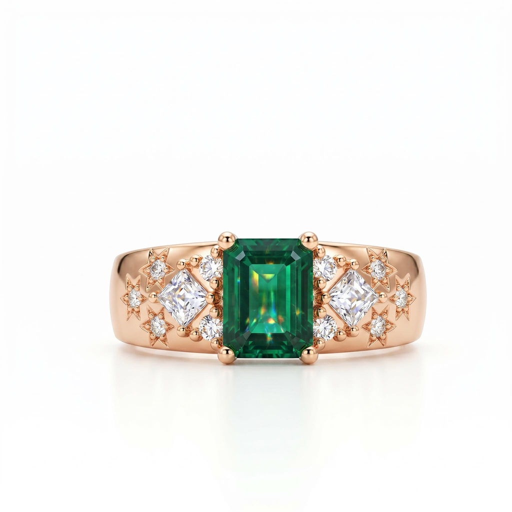 2.5 ct.tw. Green Emerald-cut Cluster Diamond Engagement Ring 2.5 ct.tw. Green Emerald-cut Cluster Diamond Engagement Ring