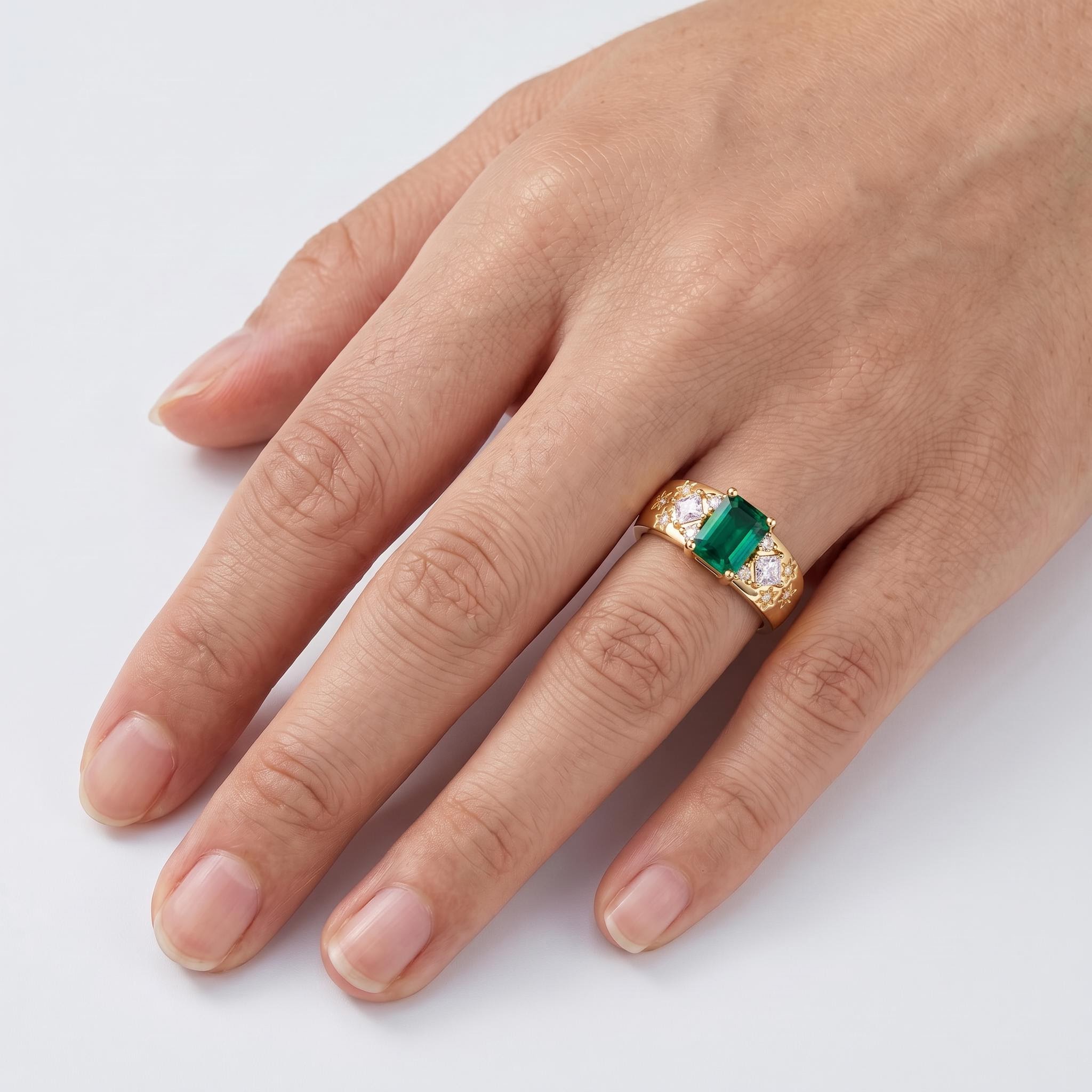 2.5 ct.tw. Green Emerald-cut Cluster Diamond Engagement Ring 2.5 ct.tw. Green Emerald-cut Cluster Diamond Engagement Ring