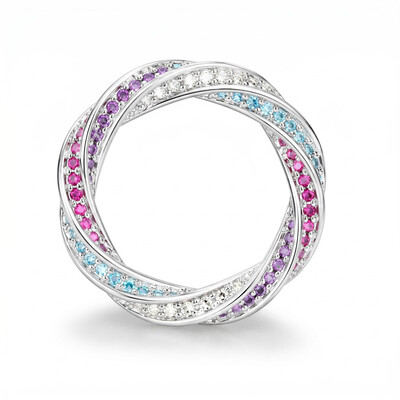 1.53 ct.tw. Multicolor Braided Twisted Band Ring