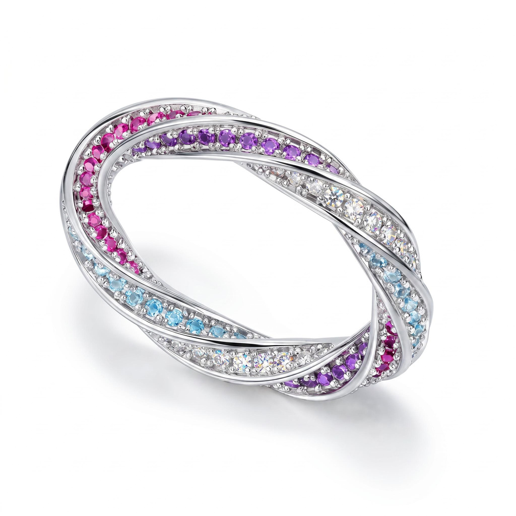 1.53 ct.tw. Multicolor Braided Twisted Band Ring 1.53 ct.tw. Multicolor Braided Twisted Band Ring