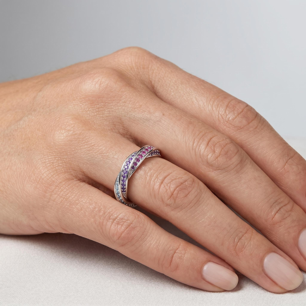 1.53 ct.tw. Multicolor Braided Twisted Band Ring 1.53 ct.tw. Multicolor Braided Twisted Band Ring