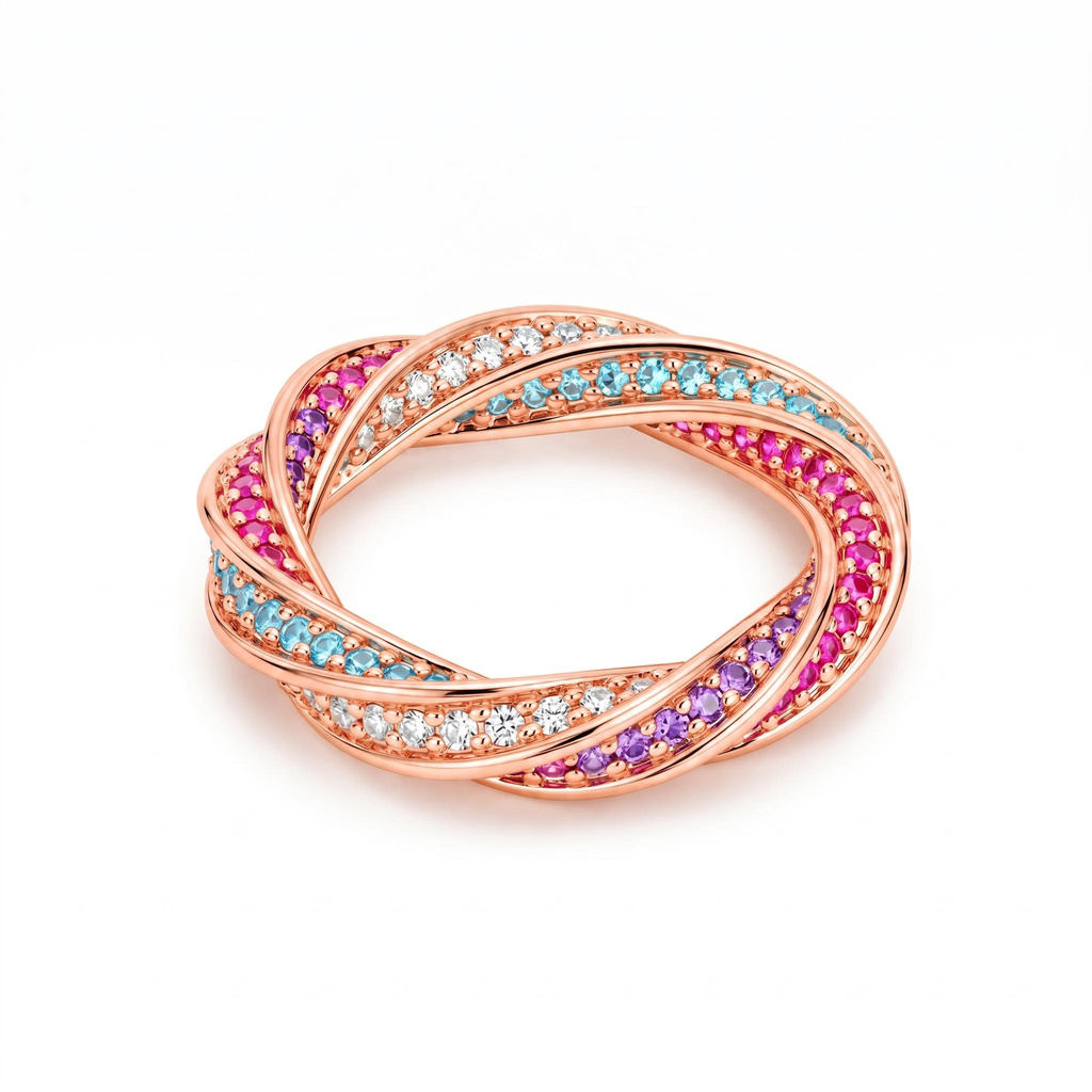 1.53 ct.tw. Multicolor Braided Twisted Band Ring 1.53 ct.tw. Multicolor Braided Twisted Band Ring