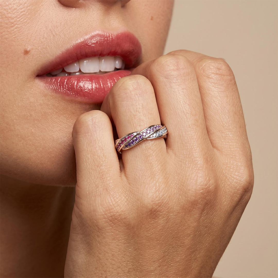 1.53 ct.tw. Multicolor Braided Twisted Band Ring