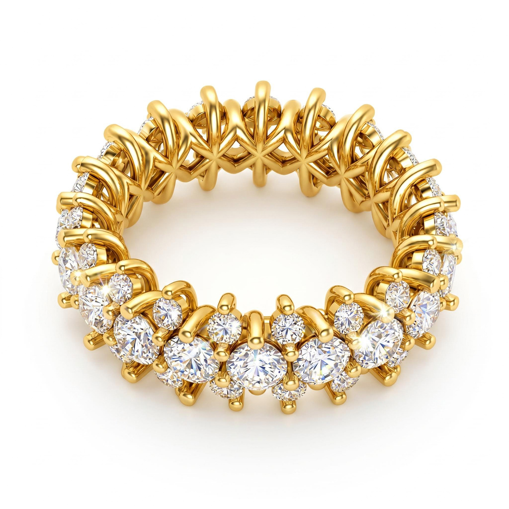 4.94 ct.tw. Double Row Full Eternity Round Stone Wide Band Ring 4.94 ct.tw. Double Row Full Eternity Round Stone Wide Band Ring