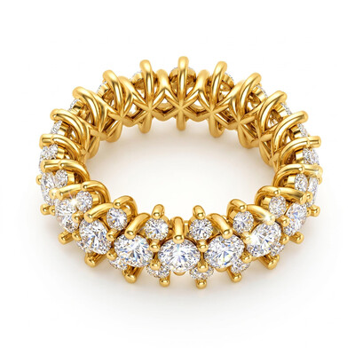 4.94 ct.tw. Double Row Full Eternity Round Stone Wide Band Ring