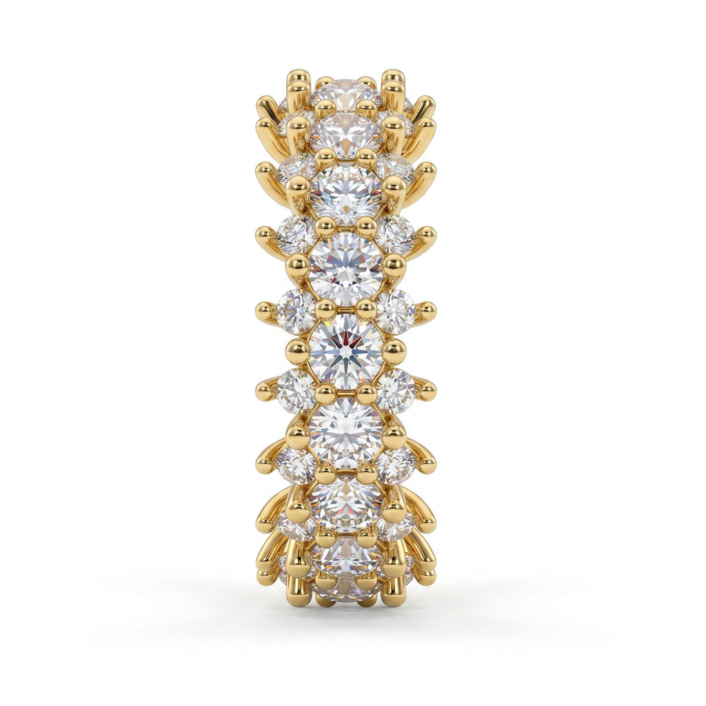 4.94 ct.tw. Double Row Full Eternity Round Stone Wide Band Ring 4.94 ct.tw. Double Row Full Eternity Round Stone Wide Band Ring