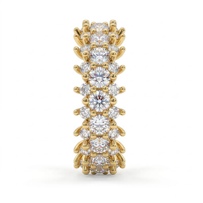 4.94 ct.tw. Double Row Full Eternity Round Stone Wide Band Ring