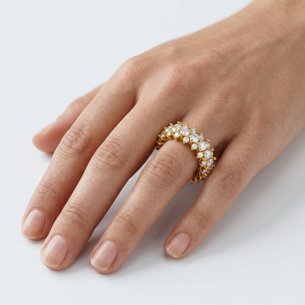 4.94 ct.tw. Double Row Full Eternity Round Stone Wide Band Ring 4.94 ct.tw. Double Row Full Eternity Round Stone Wide Band Ring
