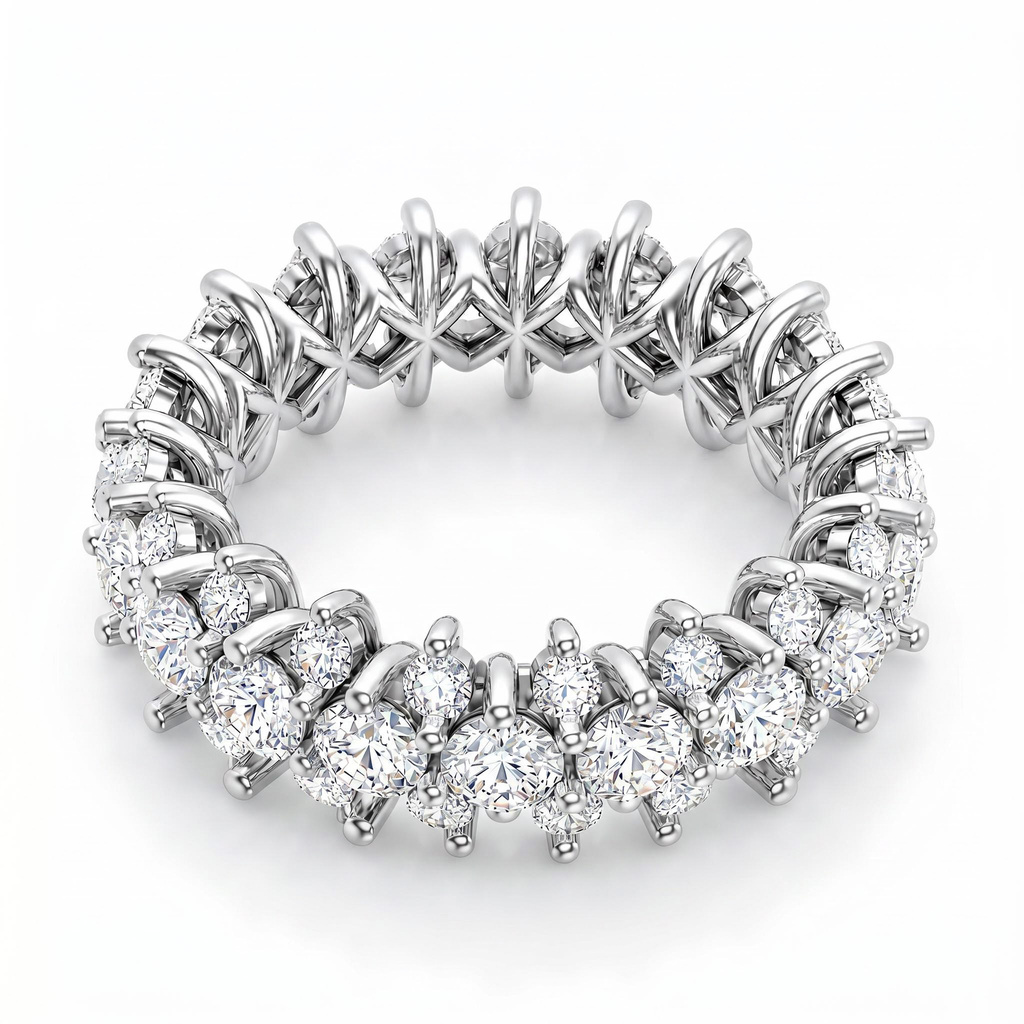 4.94 ct.tw. Double Row Full Eternity Round Stone Wide Band Ring 4.94 ct.tw. Double Row Full Eternity Round Stone Wide Band Ring
