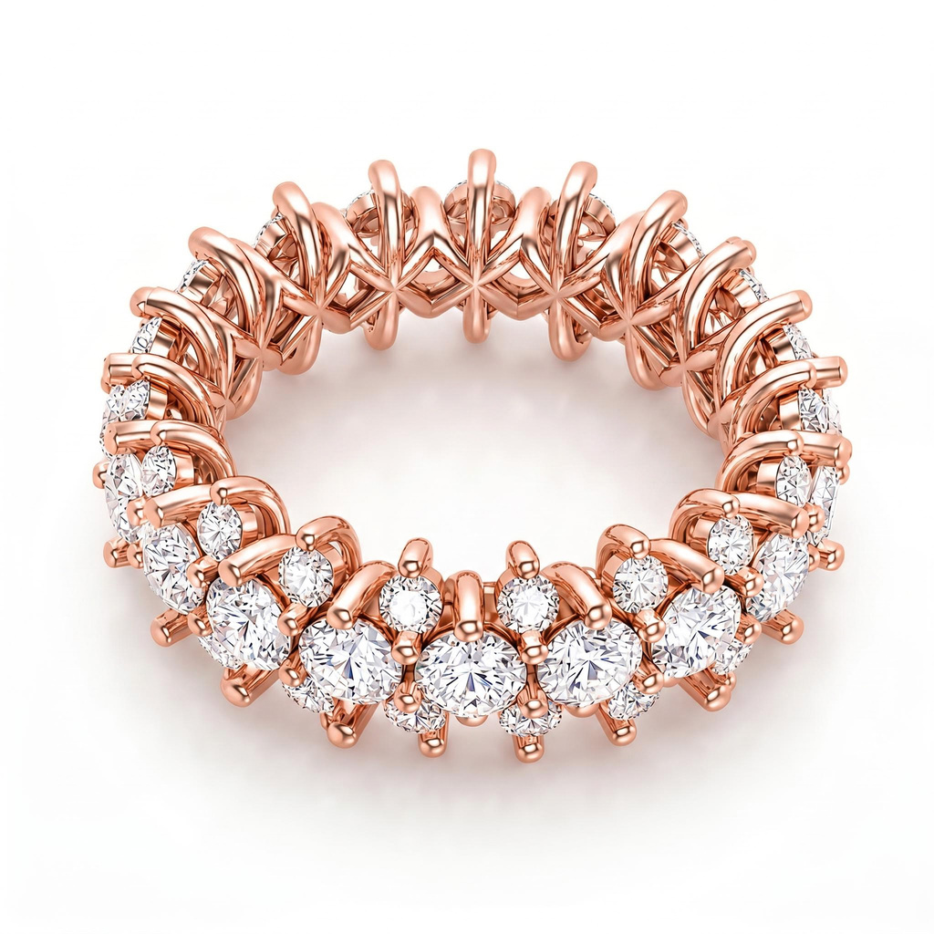 4.94 ct.tw. Double Row Full Eternity Round Stone Wide Band Ring 4.94 ct.tw. Double Row Full Eternity Round Stone Wide Band Ring