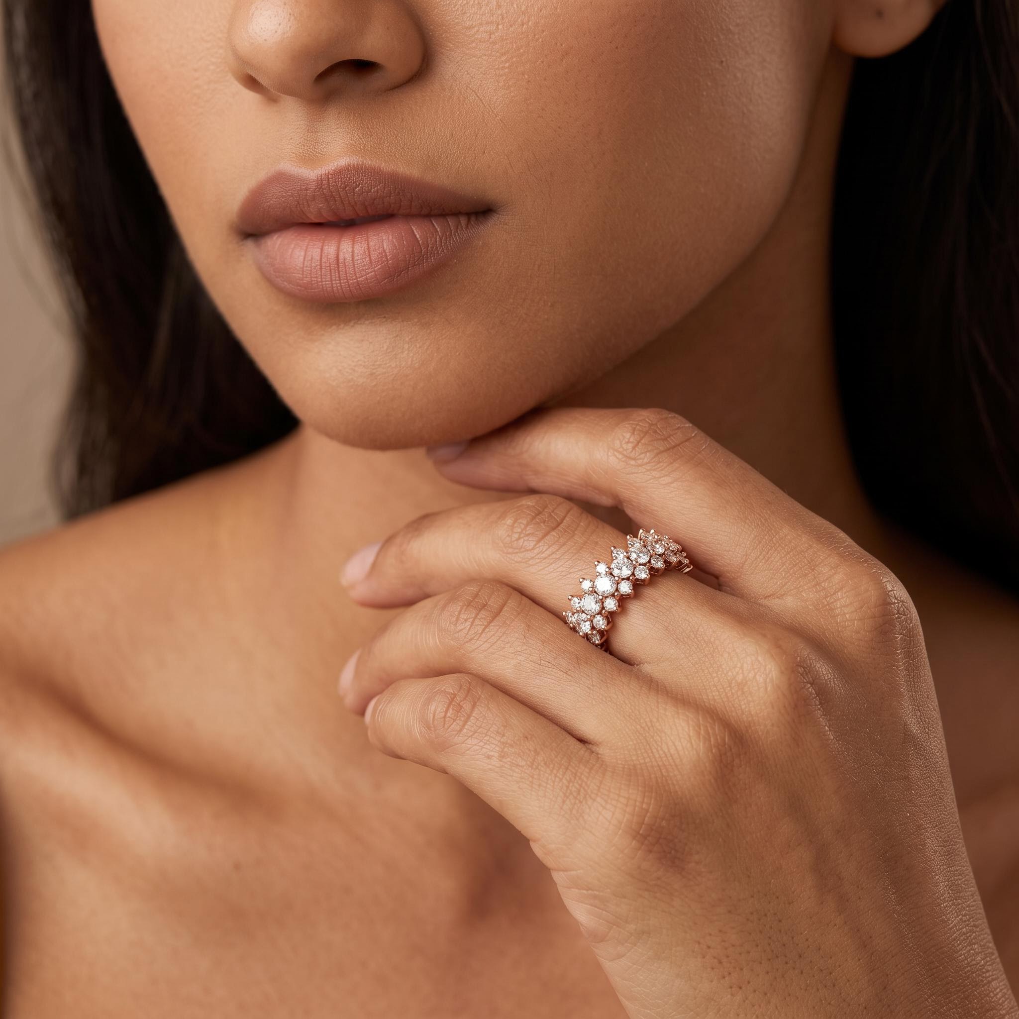 4.94 ct.tw. Double Row Full Eternity Round Stone Wide Band Ring 4.94 ct.tw. Double Row Full Eternity Round Stone Wide Band Ring