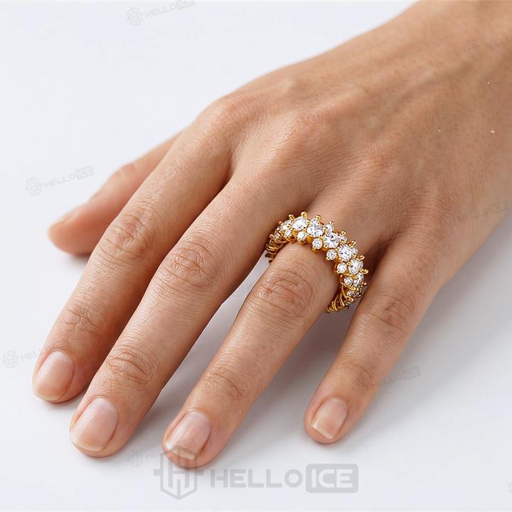 4.94 ct.tw. Double Row Full Eternity Round Stone Wide Band Ring 4.94 ct.tw. Double Row Full Eternity Round Stone Wide Band Ring