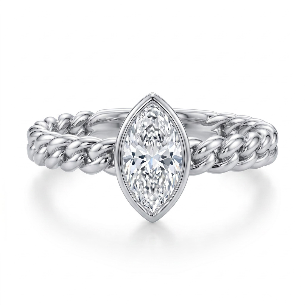 0.58 ct.tw. Marquise Cut Twisted Woven Shank Engagement Ring 0.58 ct.tw. Marquise Cut Twisted Woven Shank Engagement Ring
