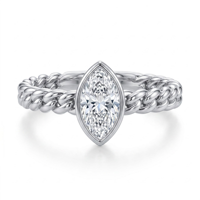 0.58 ct.tw. Marquise Cut Twisted Woven Shank Engagement Ring