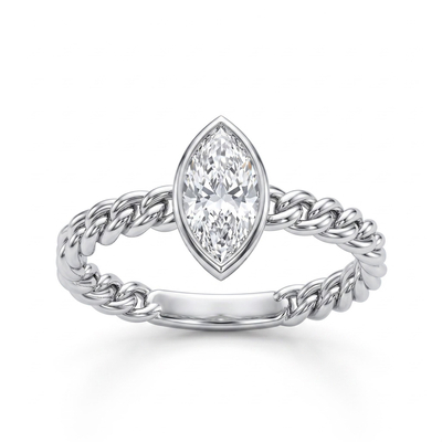 0.58 ct.tw. Marquise Cut Twisted Woven Shank Engagement Ring