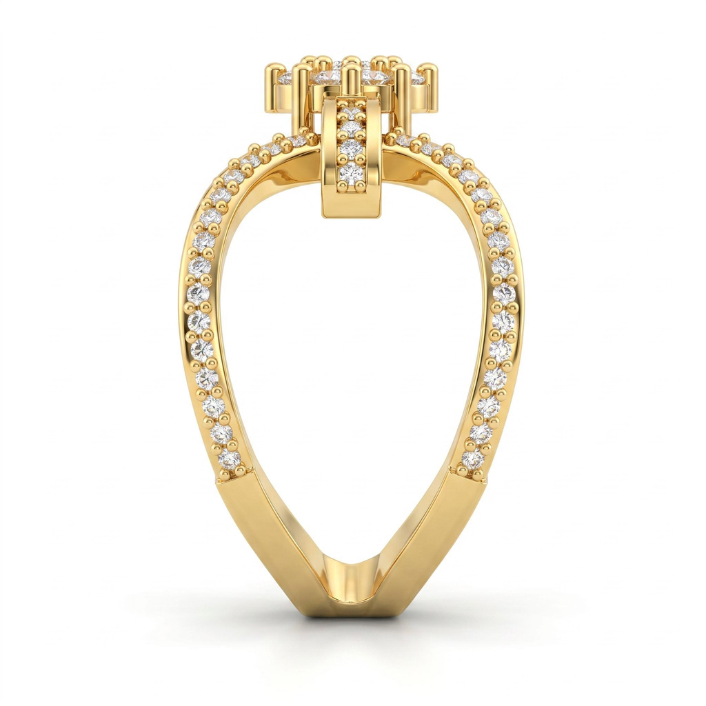 0.6 ct.tw. Bow Knot Crossover Cluster Round Cut Ring